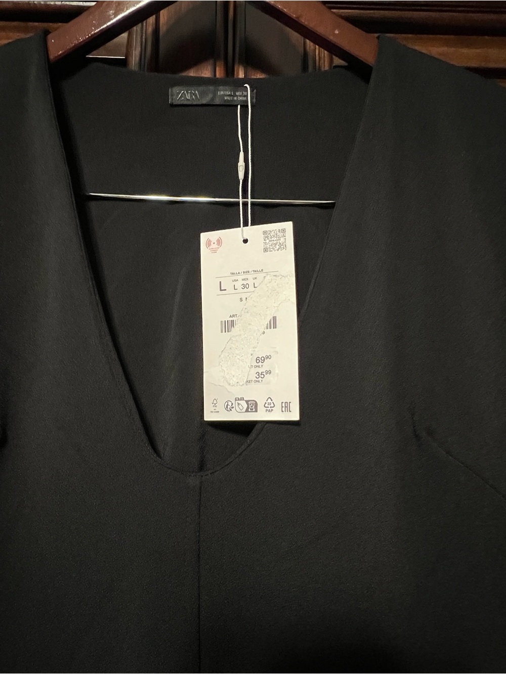 NWT Zara‎ Black Sleeveless A-Line Midi Dress Minimalist Elegant Size Large - Picture 6 of 16